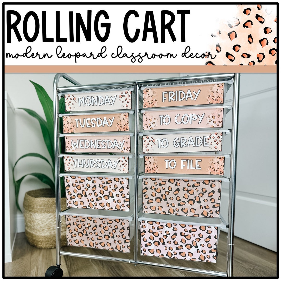ORE International 6 Drawers Cheetah Print Wheeled Metal Cart ORE International 6 Drawers Cheetah Print Wheeled Metal Cart