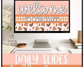 Fall Daily Google Slides and PowerPoint Templates with Timers, Autumn Classroom Decor, Classroom Management Slides, Editable