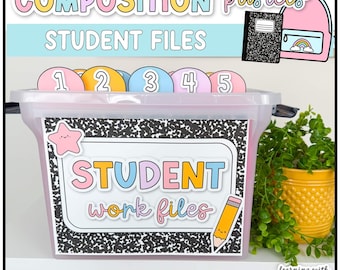 Composition Notebook Student File Labels | Classroom Organization Folders