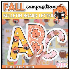 Fall Bulletin Board Letters A-Z | Composition Notebook | Autumn Decor