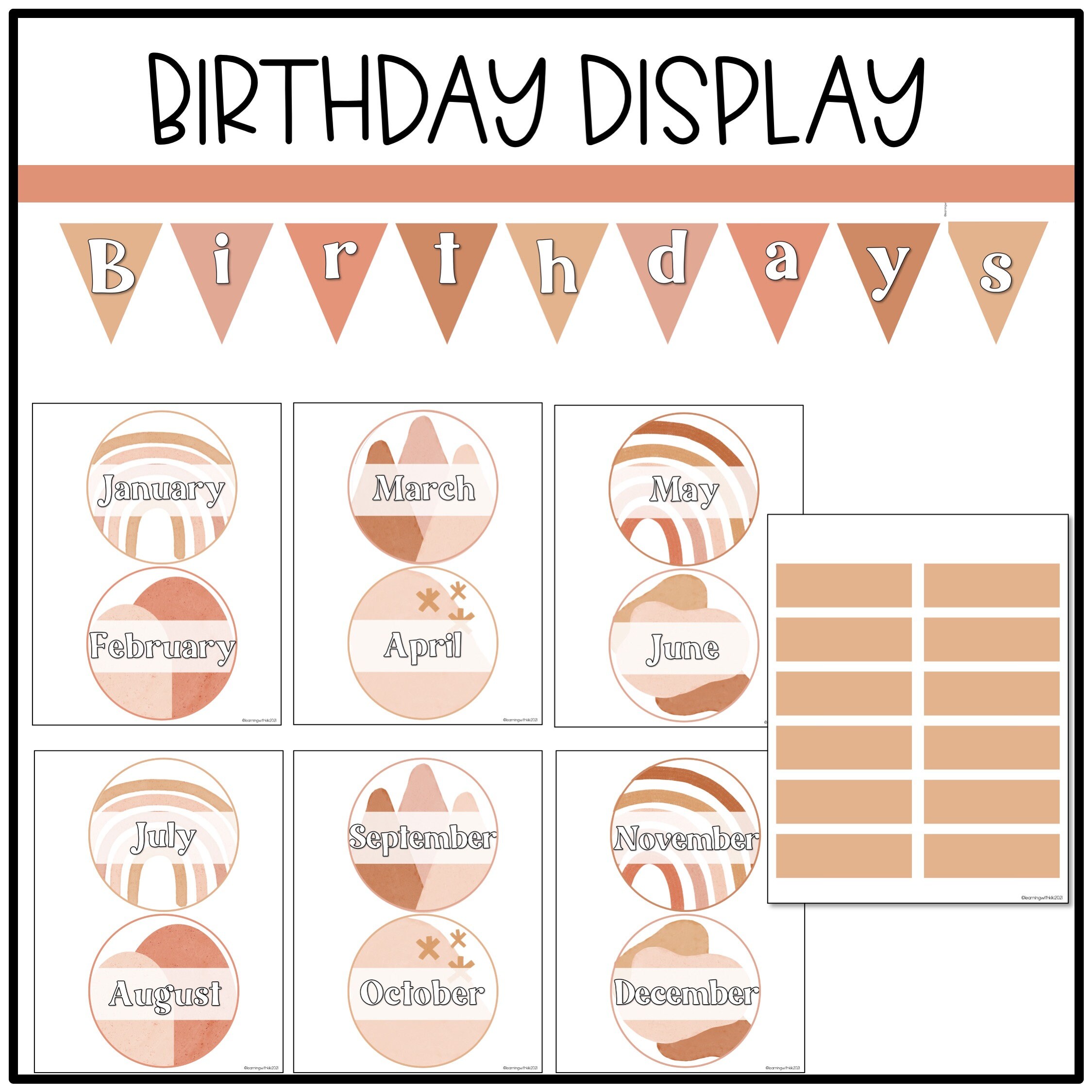Boho Neutrals Birthday Display | Bulletin Board | Boho Rainbow ...