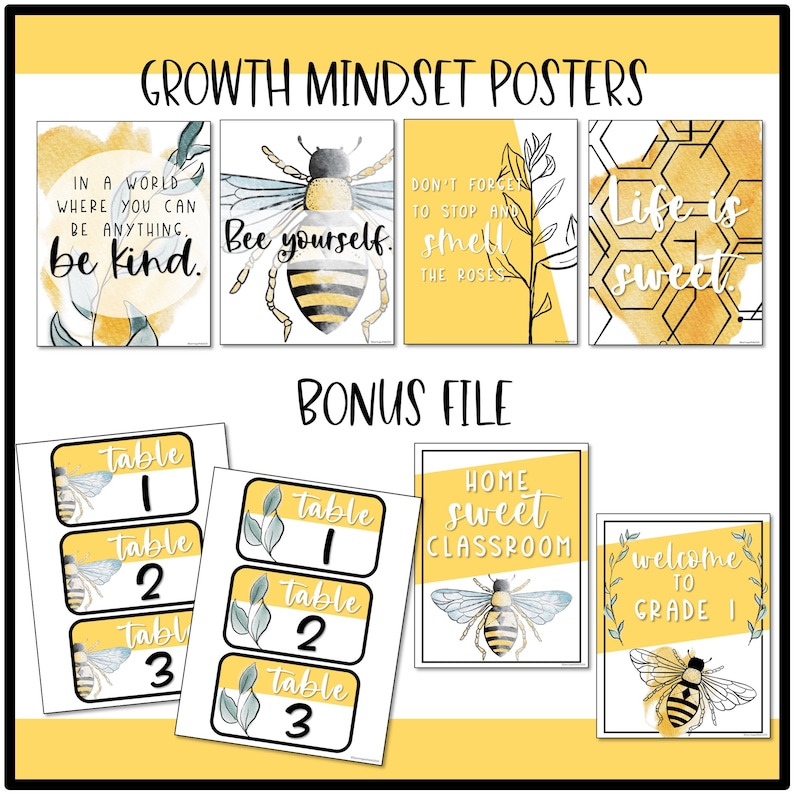 Bee Classroom Decor Bundle Editable Etsy