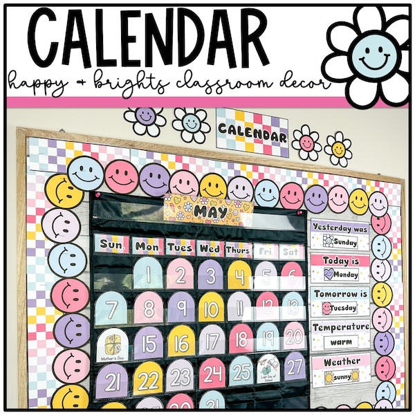 Happy Brights Kalender | Taschentabelle | Helles Klassenzimmer Dekor