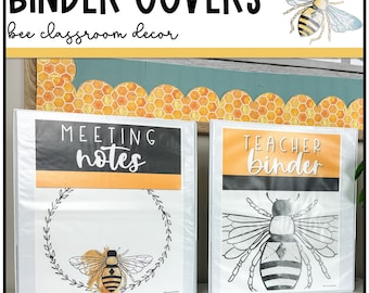 Bee Binder Covers | Editable | Bee and Eucalyptus Classroom Decor