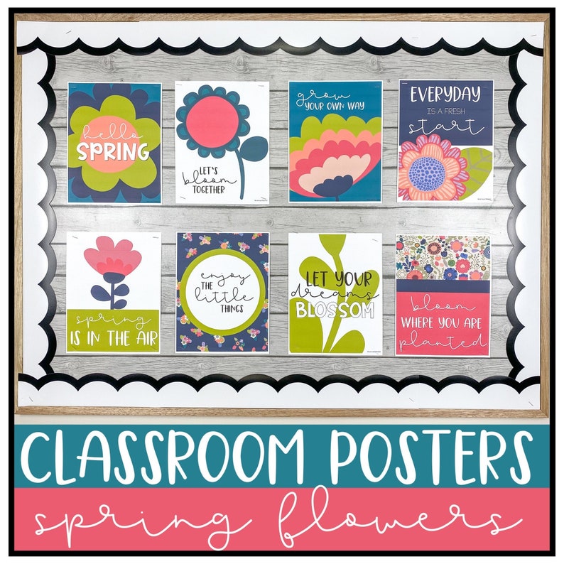 Spring Classroom Posters Classroom Decor Bright Flowers Etsy Canada