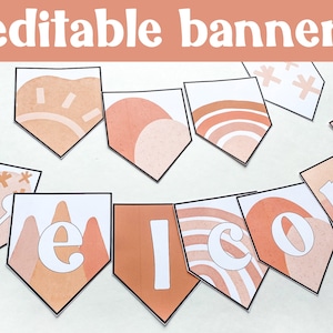 Boho Neutrals Classroom Decor | Bunting | Banner | Bulletin Board