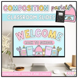 Back to School Powerpoint and Google Slides™ Templates for Teachers with Timers, Composition Notebook