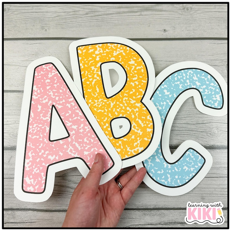 Composition Notebook Bulletin Board Letters | A - Z, Letters and Numbers, Pastel Classroom Decor image 2