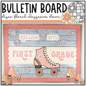 Back to School Bulletin Board, Retro Groovy Bulletin Board, Disco Classroom Decor, Roller Skate