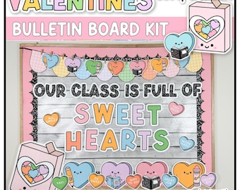 Valentine's Day Bulletin Board Kit | Composition Notebook Decor | Bilingual | Sweethearts
