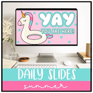Summer Slides Google and PowerPoint Templates with Timers, Classroom Management Slides, Editable