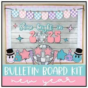 New Year Bulletin Board Kit  | Classroom Decor | Retro | 2025 | January Bulletin Board Idea