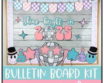 New Year Bulletin Board Kit  | Classroom Decor | Retro | 2025 | January Bulletin Board Idea
