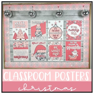 Weihnachten Klassenzimmer Poster, Klassenzimmer Dekor, Rosa Weihnachten
