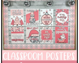 Christmas Classroom Posters, Classroom Decor, Pink Christmas, Pinkmas