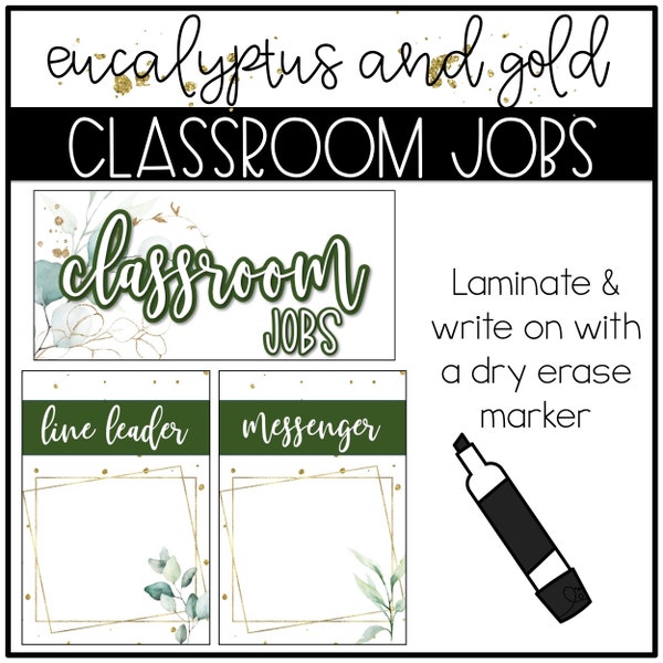 Eucalyptus Classroom Decor | Classroom Jobs for Students | Printables