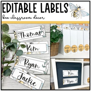 Bee Classroom Decor | Name Tags | Classroom Labels | Editable