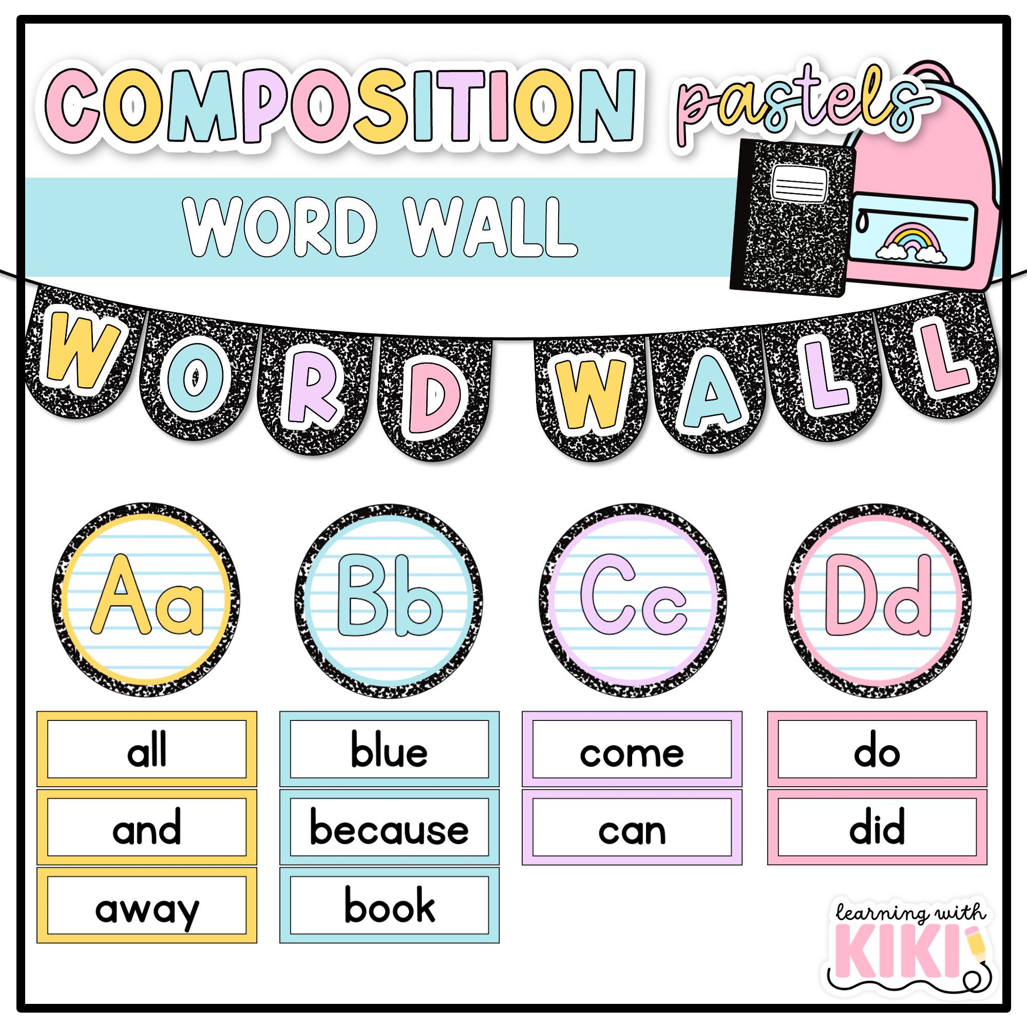 Composition Notebook Classroom Decor: Word Wall Template | Editable