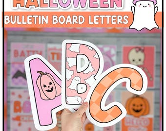 Halloween Bulletin Board Letters | A - Z, Letters and Numbers, Pastel Classroom Decor | Ghost