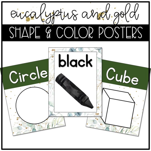 Eucalyptus Classroom Decor | Shape and Color Posters | Editable