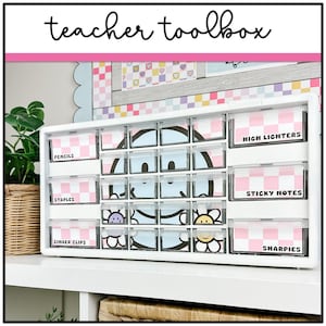 Teacher Toolbox Labels, Happy Brights Classroom Decor, Editable, Bright Classroom Decor