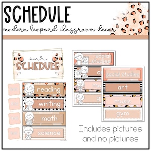 Modern Leopard Classroom Decor, Classroom Schedule, Editable