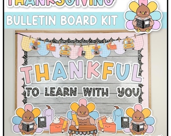 Thanksiving Bulletin Board Kit | Composition Notebook Decor | Bilingual Autumn