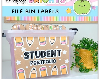Krafty Brights File Labels | Classroom Organization Folders | Student Files