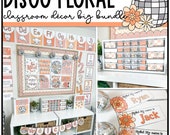 Disco Floral Classroom Decor Bundle, Editable, Classroom Theme, Retro Groovy Classroom Decor
