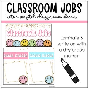 Retro Pastel Classroom Decor | Classroom Jobs for Students | Printables
