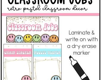 Retro Pastel Classroom Decor | Classroom Jobs for Students | Printables