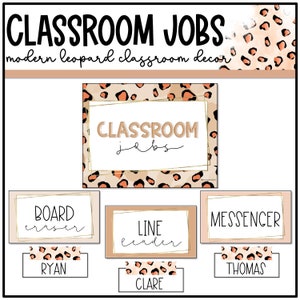 Modern Leopard Classroom Jobs, Cheetah Classroom Decor, Display