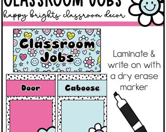 Happy Brights Classroom Decor, Classroom Jobs for Students, Printables, Bright Classroom Decor