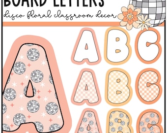 Disco Floral Bulletin Board Letters | A - Z, Letters and Numbers, Retro Classroom Decor