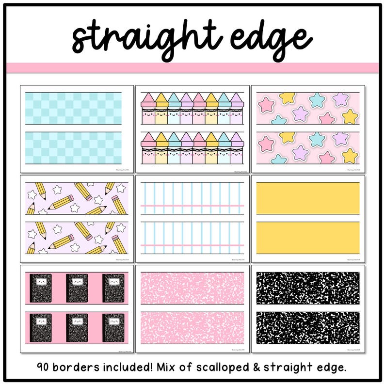Bulletin Board Borders | Composition Notebook Classroom Decor | Pastel ...