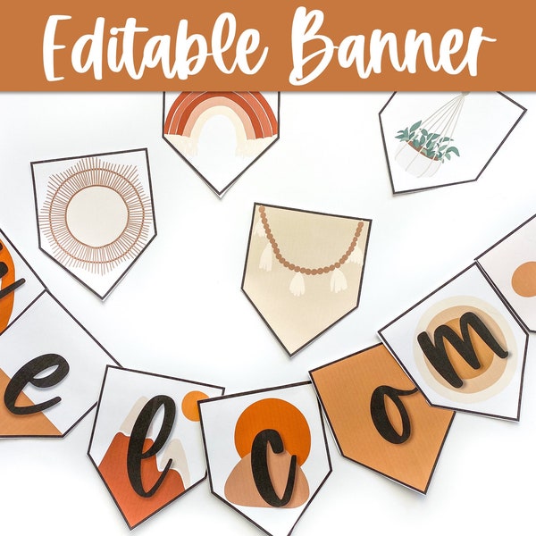 MODERN BOHO Banner | Bunting | Bulletin Board | Desert Neutral Classroom Decor