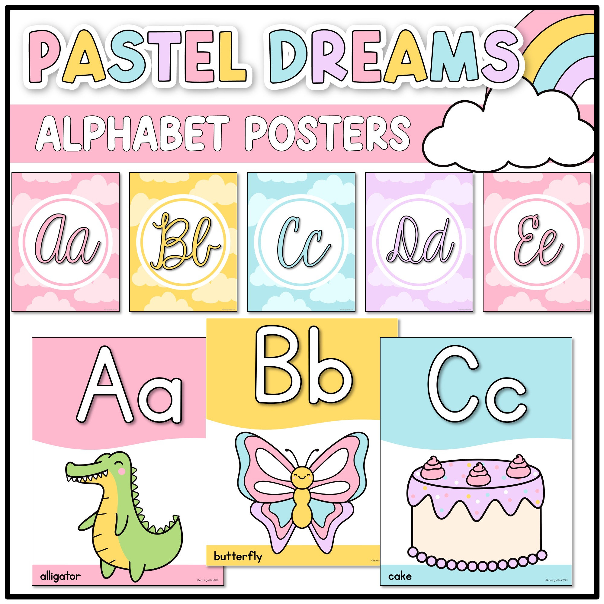 Pastel Dreams Alphabet Posters | Calm Classroom Decor - Etsy