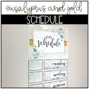 Eucalyptus and Gold Classroom Decor | Classroom Schedule