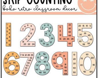 Boho Retro Skip Counting Posters, Veelvouden Posters