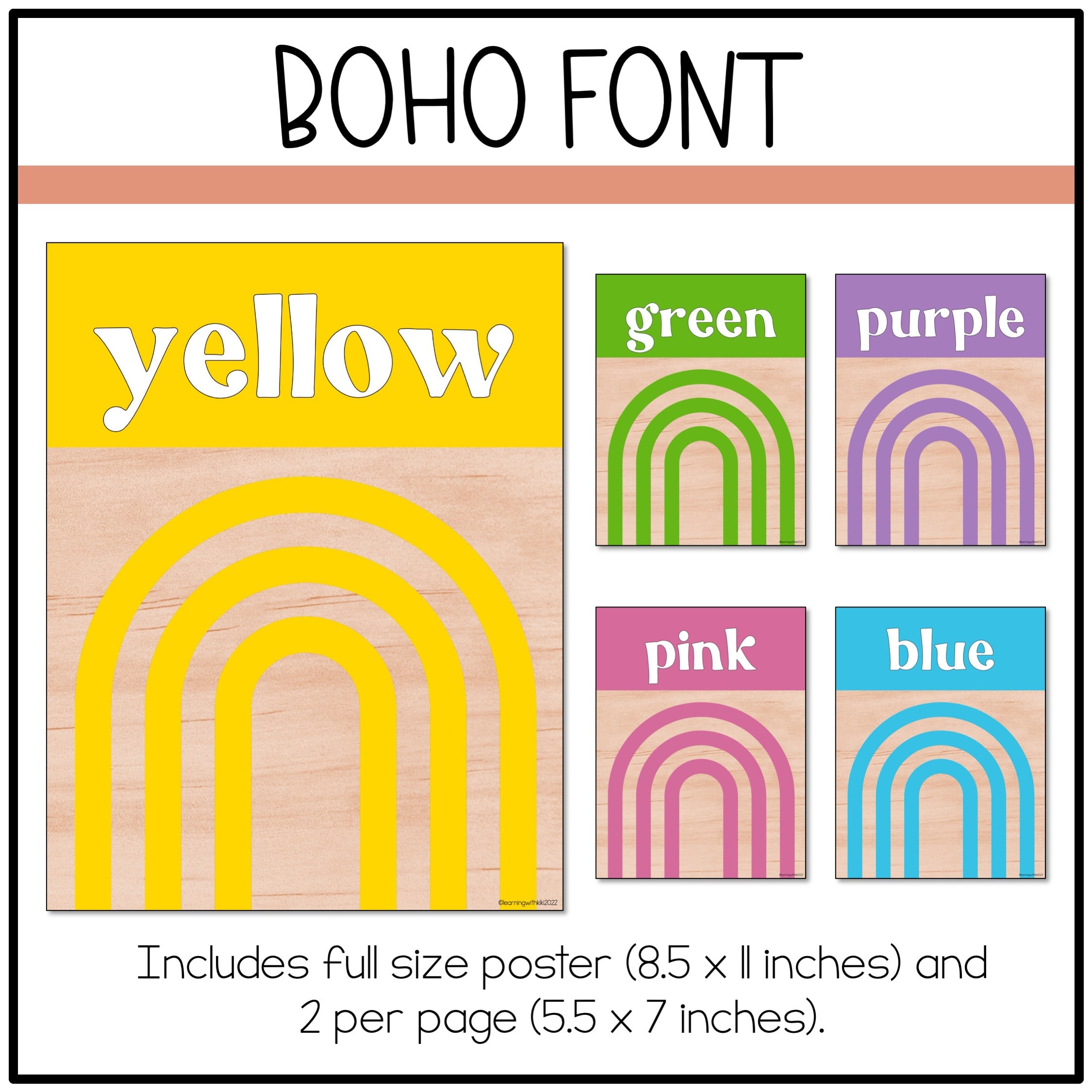 BOHO NEUTRALS Color Posters | Boho Rainbow | Classroom - Etsy