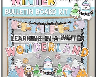 Winter Bulletin Board Kit | Composition Notebook Decor | Snowman | English Spanish French