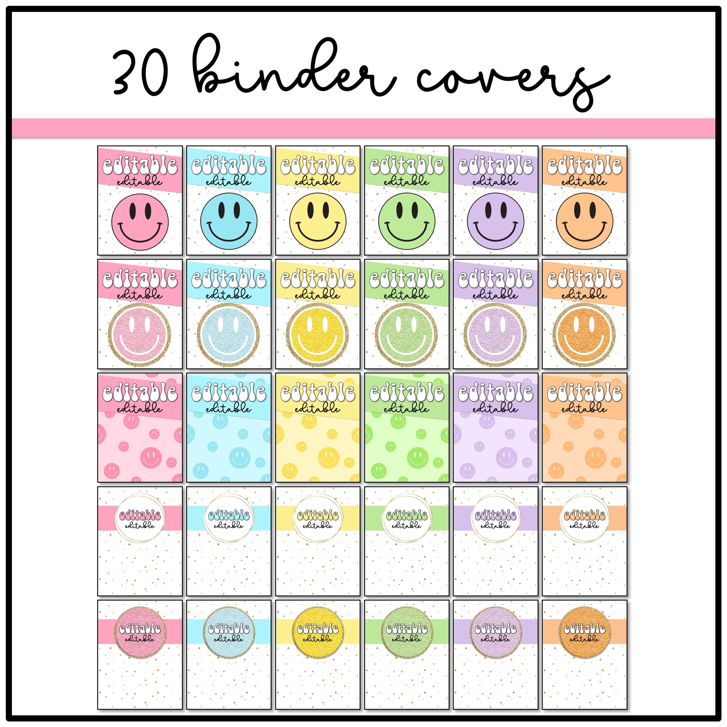 Retro Pastel Binder Covers Editable Happy Classroom Decor - Etsy