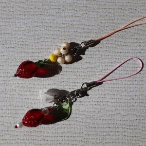Glass Strawberry Phone Charm