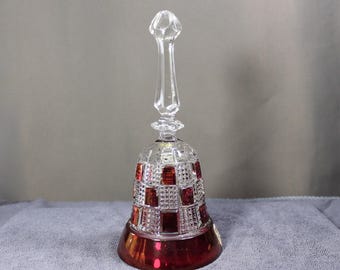 Vintage Ruby Red Lead Crystal Bell | West Germany Decor, 7" Tall