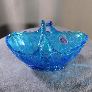 Fenton Blue Basket - Etsy