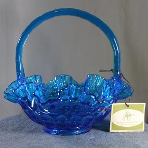 Fenton Cobalt Blue Basket - Etsy