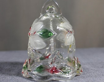 Vintage Mikasa Festive Poinsettia Crystal Bell 4.25” Christmas Holiday w Box