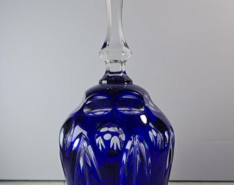 Vintage Cobalt Blue Crystal Bell | Hand-Cut 24% PbO, Western Germany