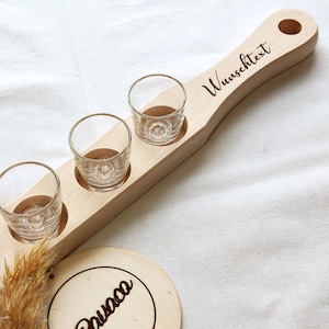 Personalizable schnapps board, schnapps bar, schnapps bench, bench, tablet, engraving, schnapps shelf, wood, schnapps glass