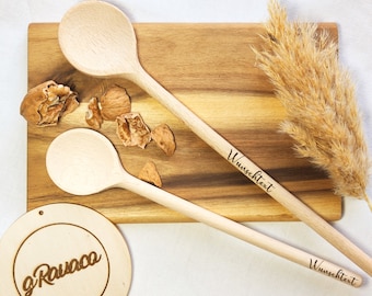 Gepersonaliseerde kooklepel, houten lepel, personaliseerbaar, cadeau-idee, natuurproduct, hout, oma, hart, gravure, keukengerei